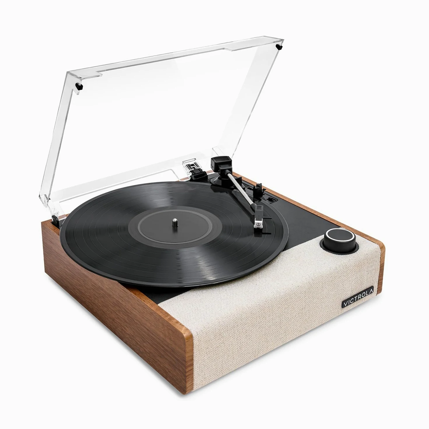 Victrola Eastwood II Tourne-Disque Finition chêne avec Haut-parleurs, Bluetooth 5.1 et Technologie Vinyl Stream, Lecteur Vinyle à 3 Vitesses, Cartouche Audio Technica AT-3600LA