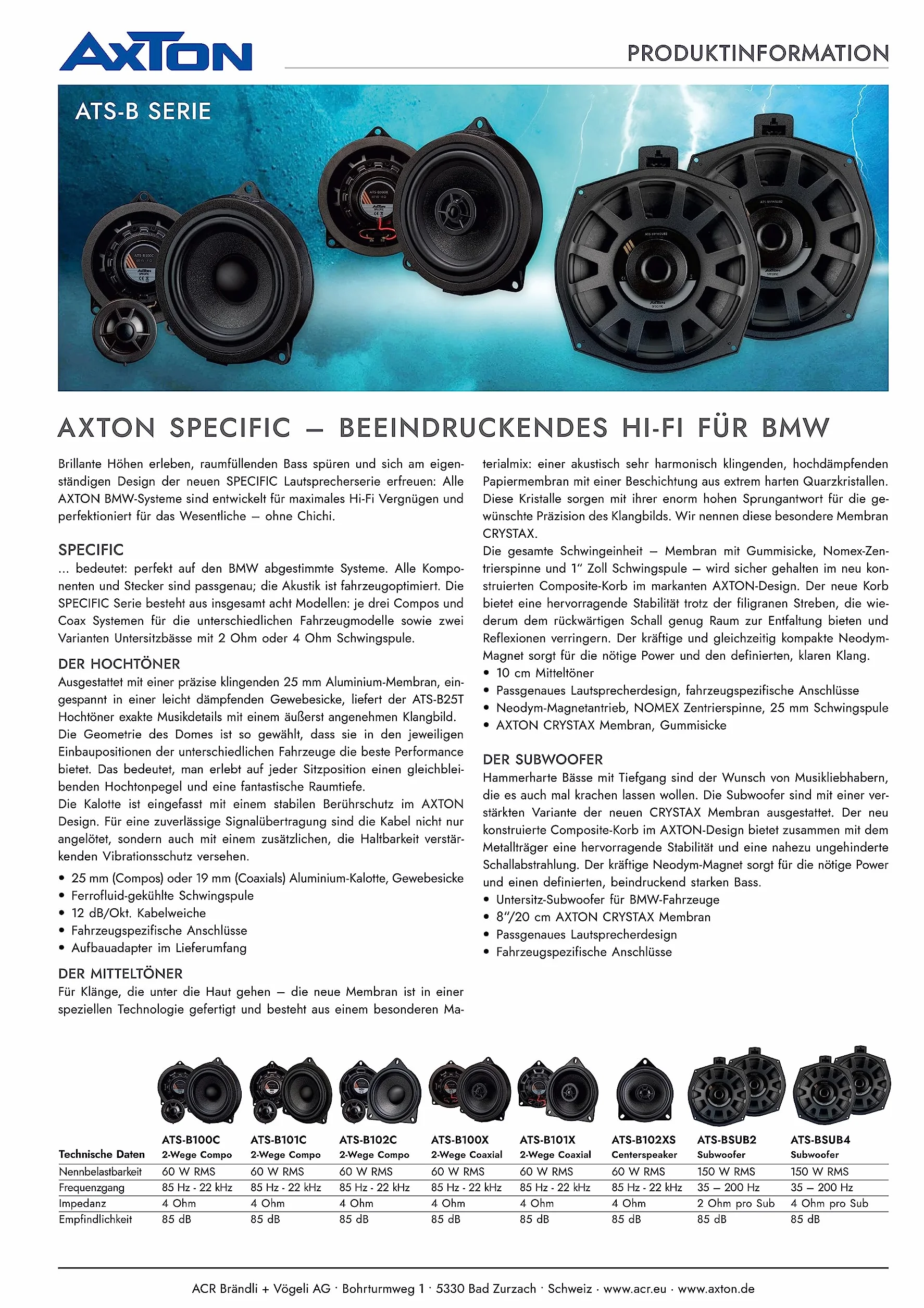 Axton ATS-B101C | Specific 2-Wege 10cm Kompo Lautsprecher System für BMW