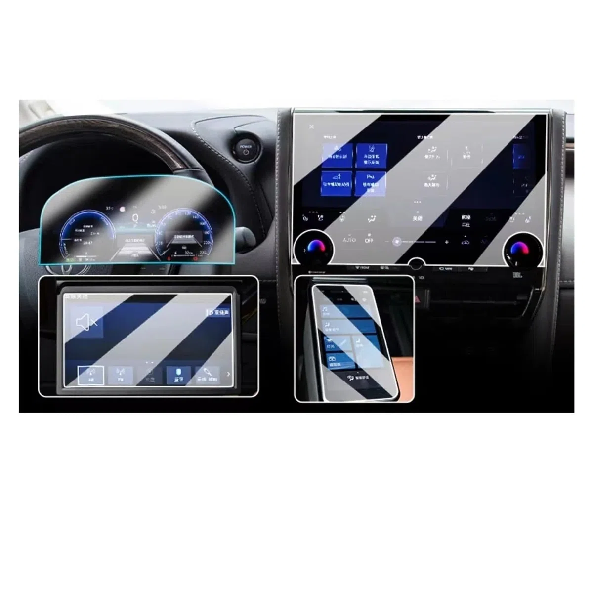 Film Protecteur en Verre trempé Anti-Rayures pour écran LCD (GPS et Tableau de Bord) de Toyota Alphard et Vellfire 2024