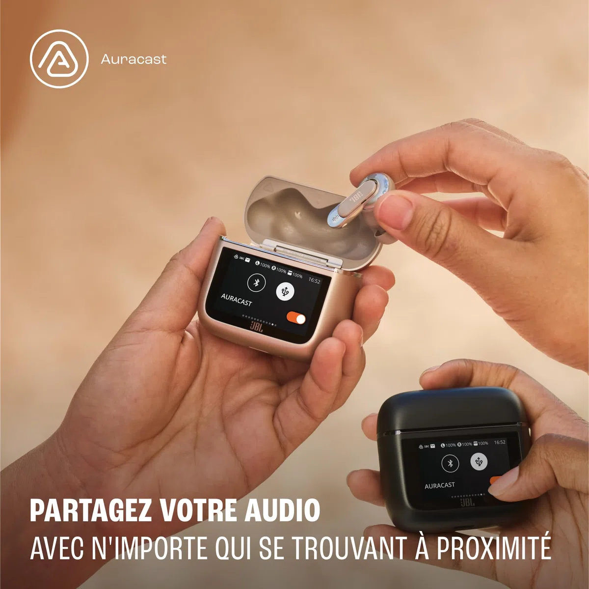 JBL Tour Pro 3, Écouteurs sans Fil avec Réduction de Bruit, Marron | Smart Charging Case, 44 Heures d’Autonomie, Bluetooth 5.3, JBL Spatial 360 Sound avec Suivi des Mouvements de la Tête