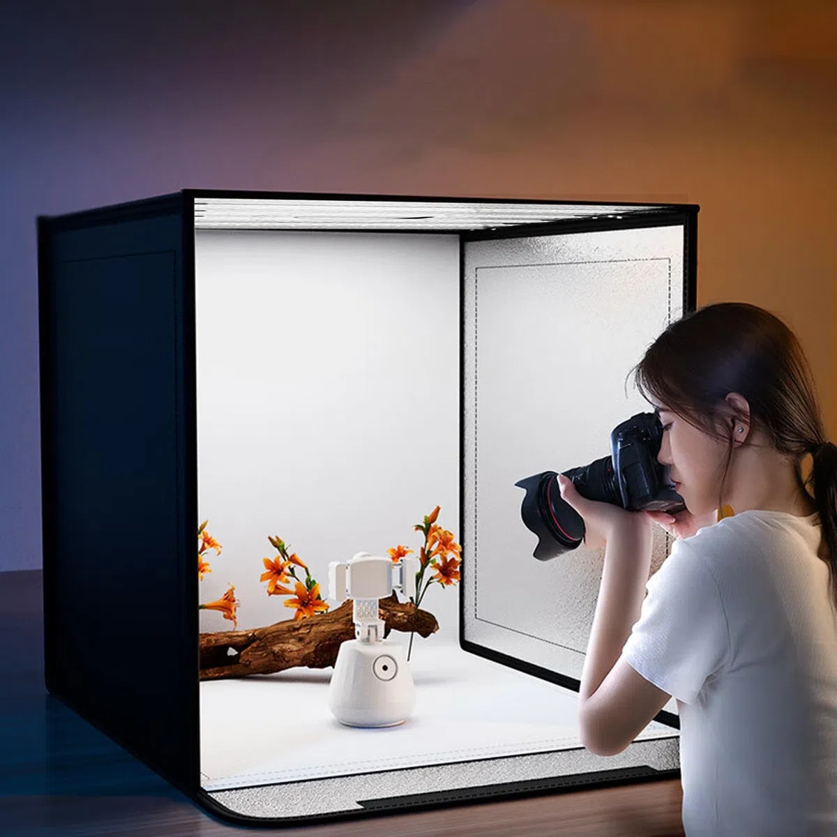 Boîte à lumière pour studio photo - 44 x 44 cm - Cabine de tente pliable avec lumière LED - Accessoires de séance photo pour amateurs et photographes professionnels