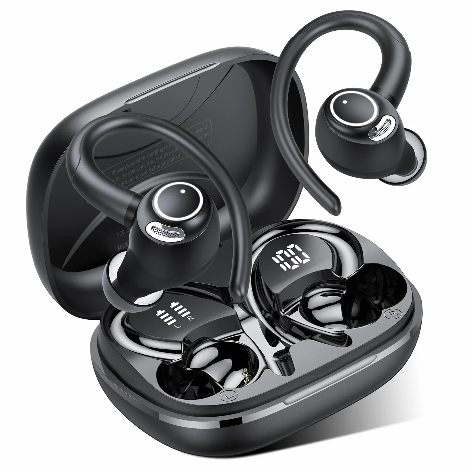 Ecouteurs Bluetooth sans Fil Sport 2026 HiFi Stéréo ENC IP7 Étanche 40H Noir