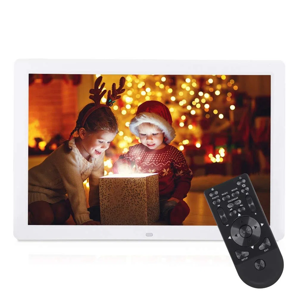 Cadre Photo numérique, 17 Pouces 1440 * 900 HD, Lecteur de Musique et vidéo/réveil/Calendrier Prend en USB et Carte SD de 32 Go (Blanc)