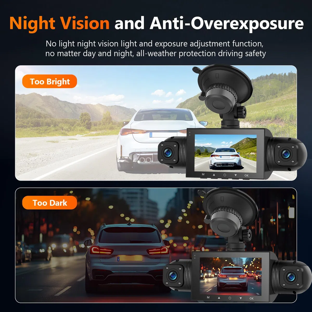 Podofo Mirror Dash Cam 4 Channel Front and Rear View Mirror Camera with 64GB Card, G-Sensor, Night Vision, 24H Parking Mode, Waterproof 1080P Camera