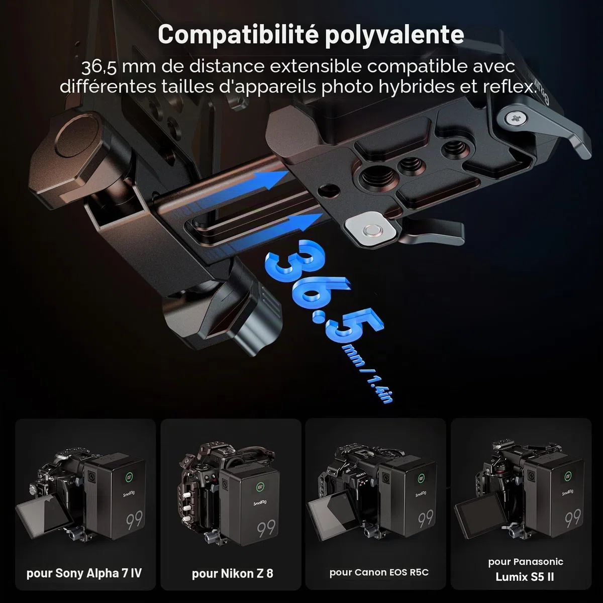 SMALLRIG Batterie V Mount VB99, Mini Batterie 99 Wh / 6800 mAh avec PD 100 W USB-C Charge Rapide, avec Plaque de Batterie V-Mount pour Appareil Photo Reflex numérique, caméscope, Trépied - 5048