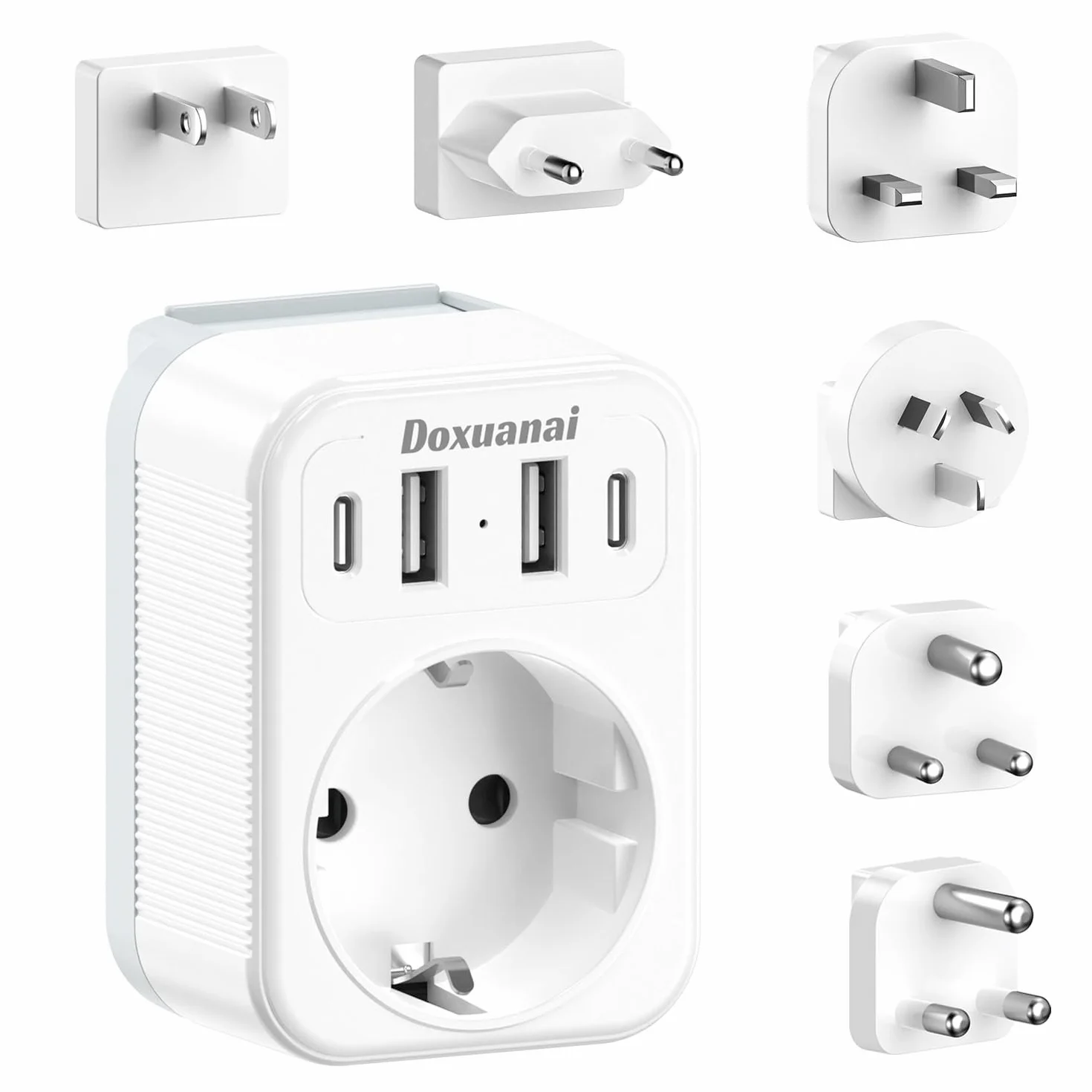 Set d'adaptateur de Voyage International, Adaptateur de Prise Universel avec 4 USB (2 USB-C), Type A/C/G/I/M/D pour US/EU/UK/Afrique du Sud/Japon/Chine/Australie/Inde