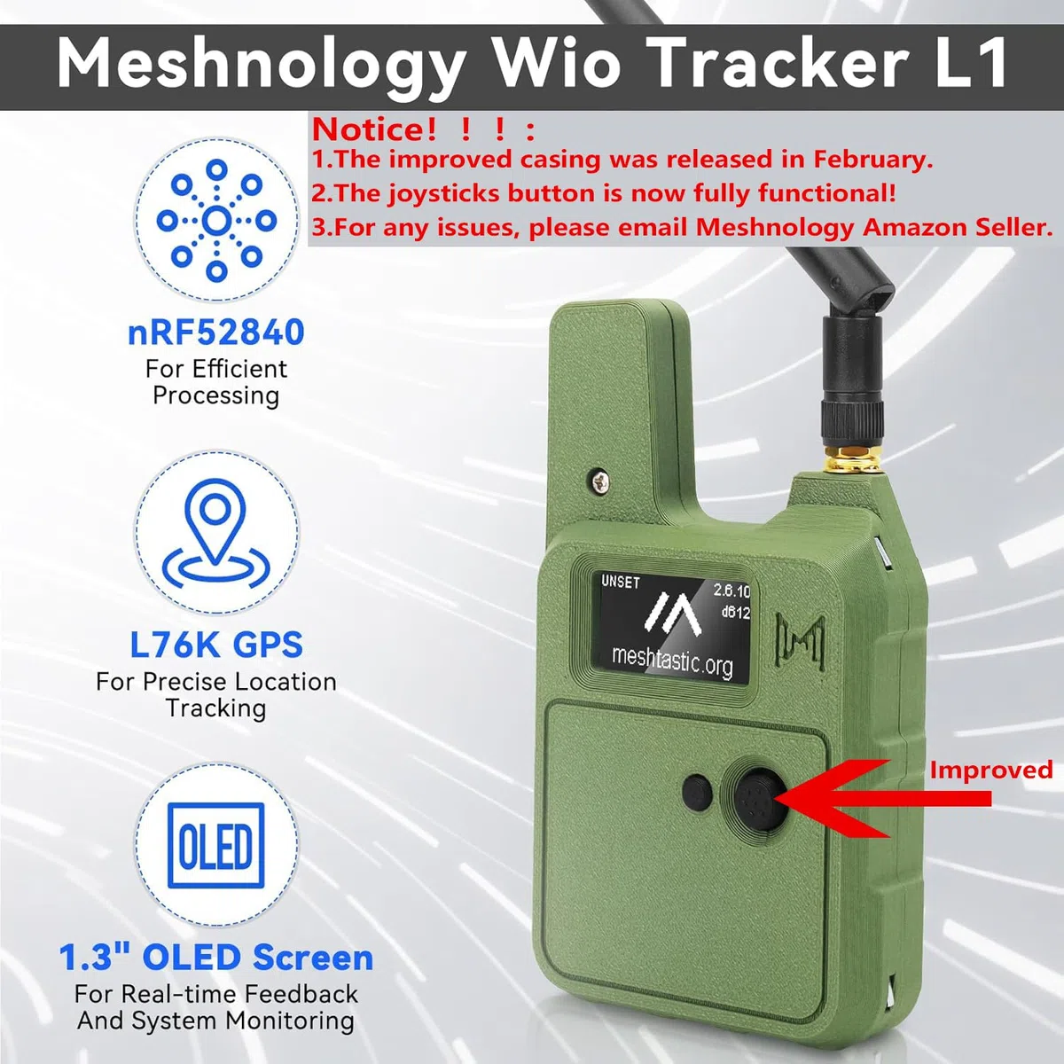 Wio Tracker L1 Carte avec batterie 3000 mAh et étui – SX1262 nRF52840 Kit pour Ar Duino Mesh Tastic Lo Ra, Blue Tooth 5.0, GPS GNSS, OLED 1,3", batterie de type C à charge solaire (N37