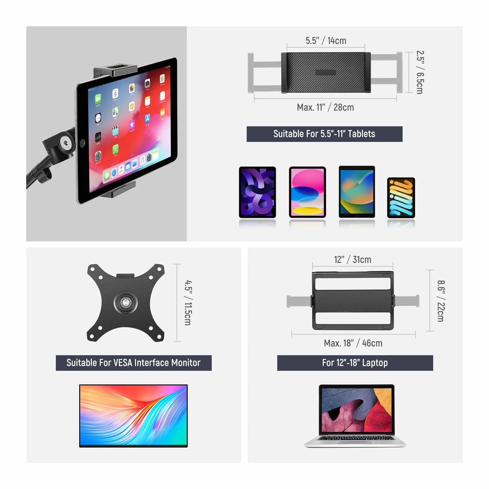 NEEWER Support de caméra aérienne avec 4 Bras perches pour Photographie, vidéo, Anneau Lumineux, Webcam, Micro Compact pour Diffusion en Direct, Diffusion en Ligne, réunion d'enseignement, DS007