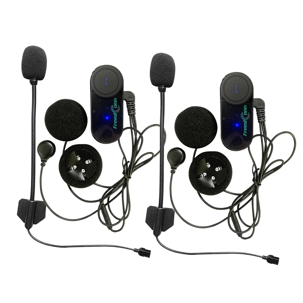 FreedConn Intercom Moto Bluetooth Casque, 2*TCOM VB Kit Moto Main Libre Écouteur, 800M 2-3 Riders Group Communication Systèmes Bluetooth, avec Écran LCD, Radio FM, Partage de Musique