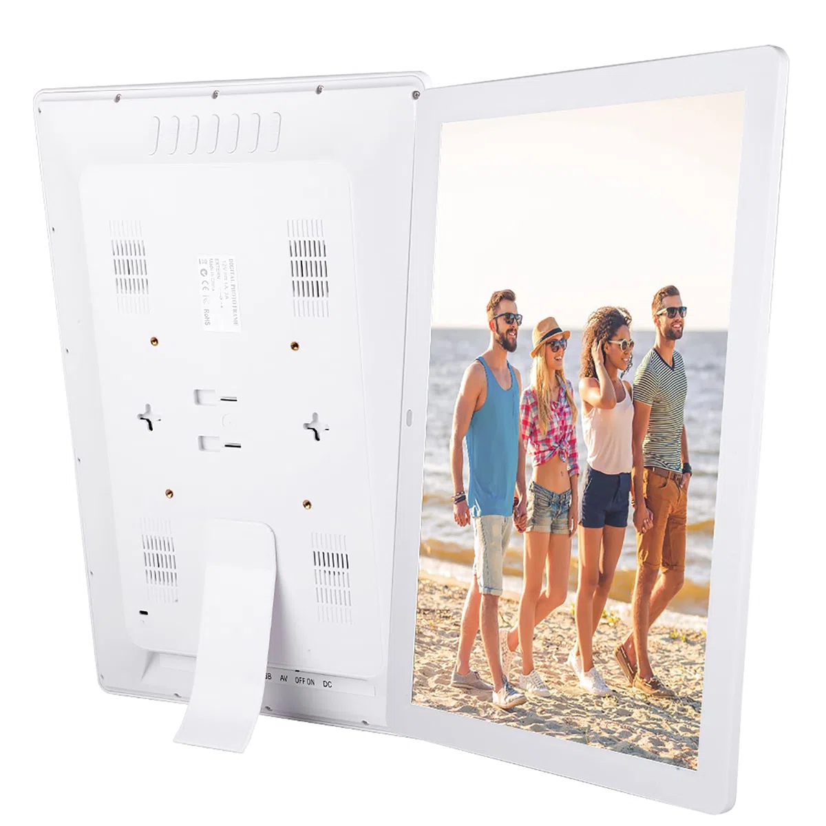 Cadre Photo numérique, 17 Pouces 1440 * 900 HD, Lecteur de Musique et vidéo/réveil/Calendrier Prend en USB et Carte SD de 32 Go (Blanc)