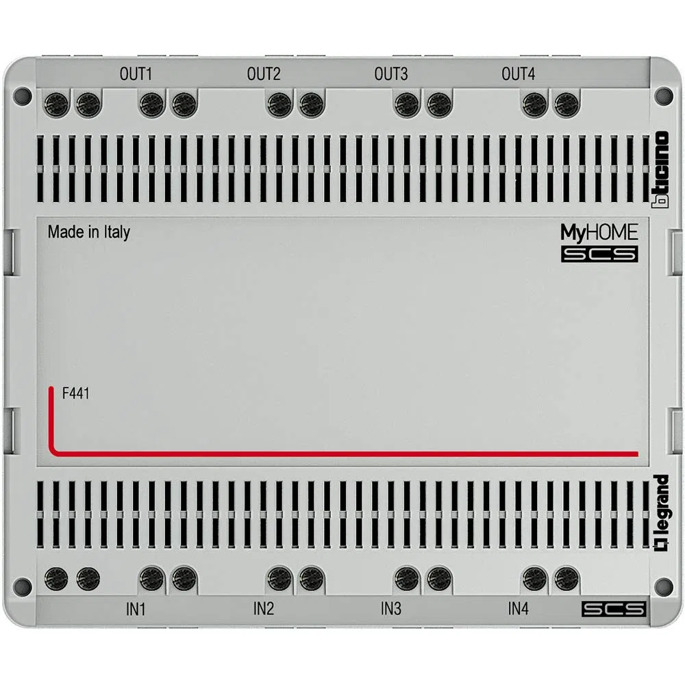 BTicino F441 Répartiteur Modulaire Audio-Vidéo BUS, 2 Fils 4 Entreés et 4 Sorties, 6 Modules