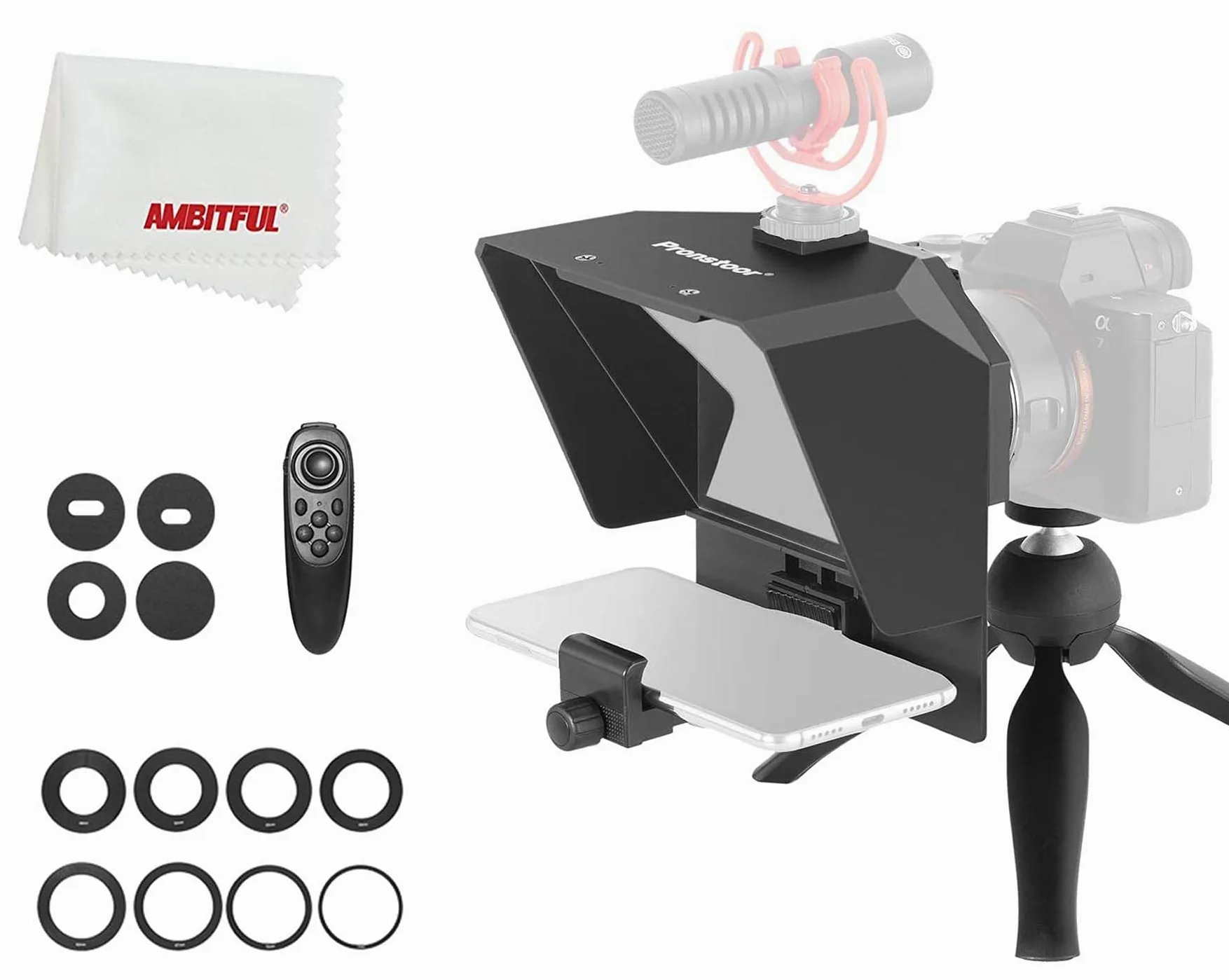 Téléprompteur portable avec télécommande pour téléphone et reflex numérique
