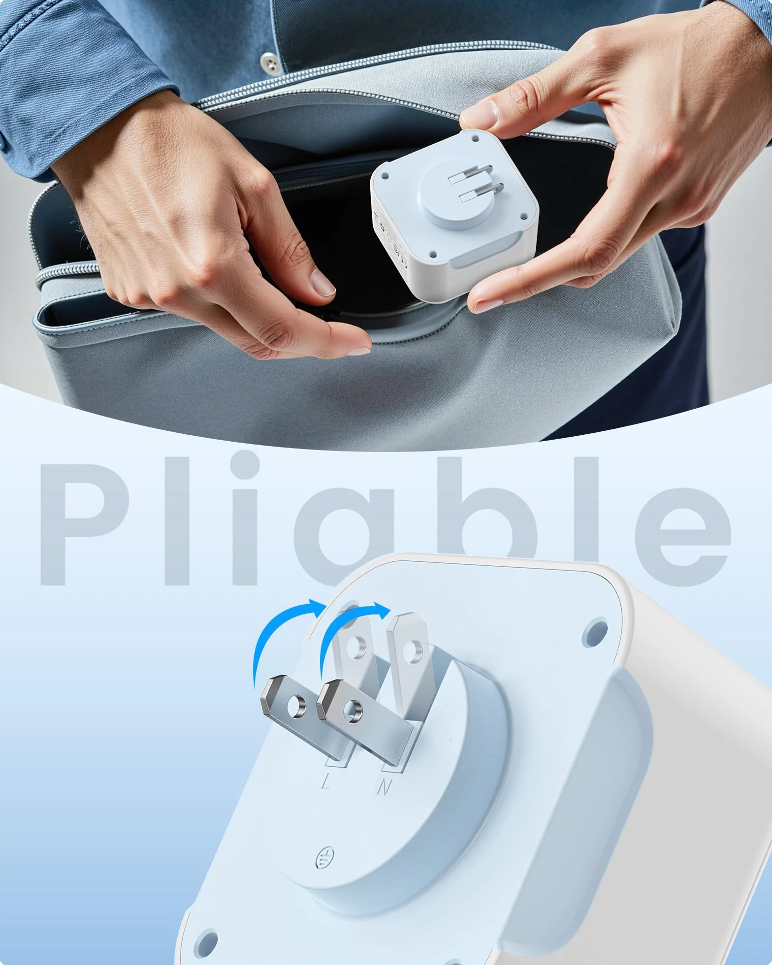 LENCENT Adaptateur de Voyage Prise Type A USB-C Pliable USA Canada Mexique Thaïlande