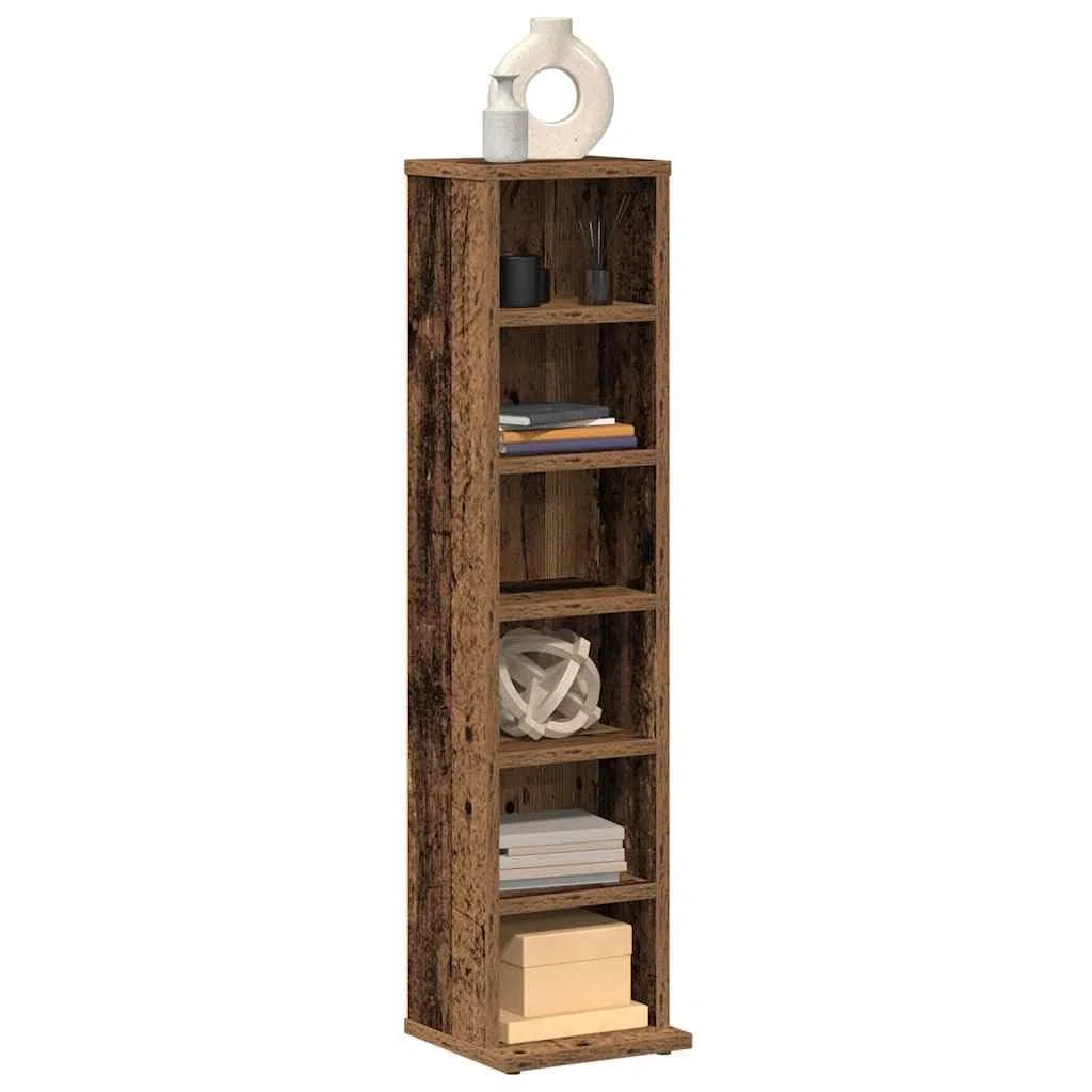 Tomostar Étagère Colonne à CD/DVD, Meuble de Rangement CD et DVD Armoire à CD Étagère Bibliothèque vieux bois 21x20x88 cm bois d'ingénierie
