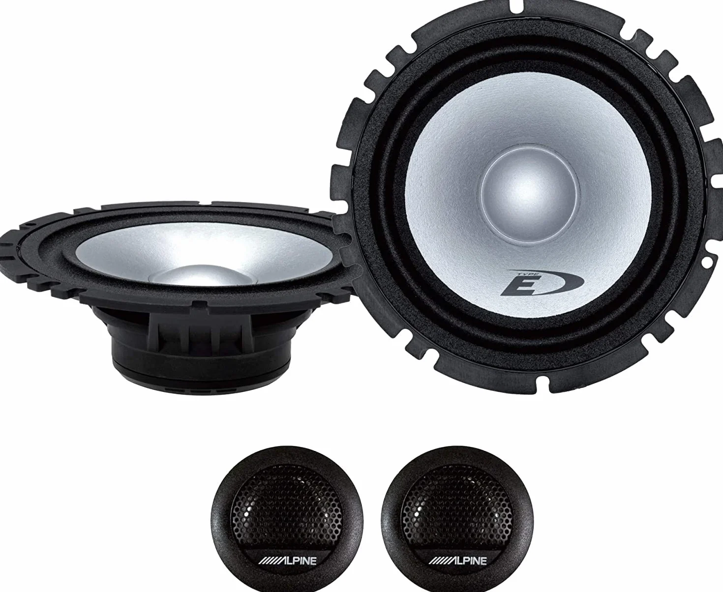 Kit Alpine de 6 enceintes SXE-1750S + SXE-1025S pour Opel Astra H 2004-2010, Corsa D 2006-2015, Zafira 2004-2015, 2 supports avant, 2 arrières, 4 connecteurs