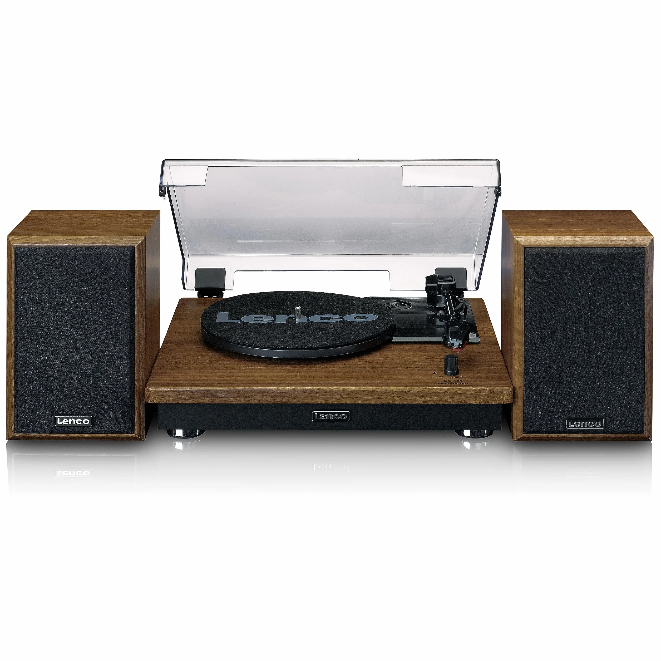 Lenco LS-100 Hi-FI Platine Vinyle avec Bluetooth 5.0 - Tourne Disque avec Haut-Parleur Externe 2 x 10 W RMS - Transmission par Courroie - Arrêt Automatique - Bois
