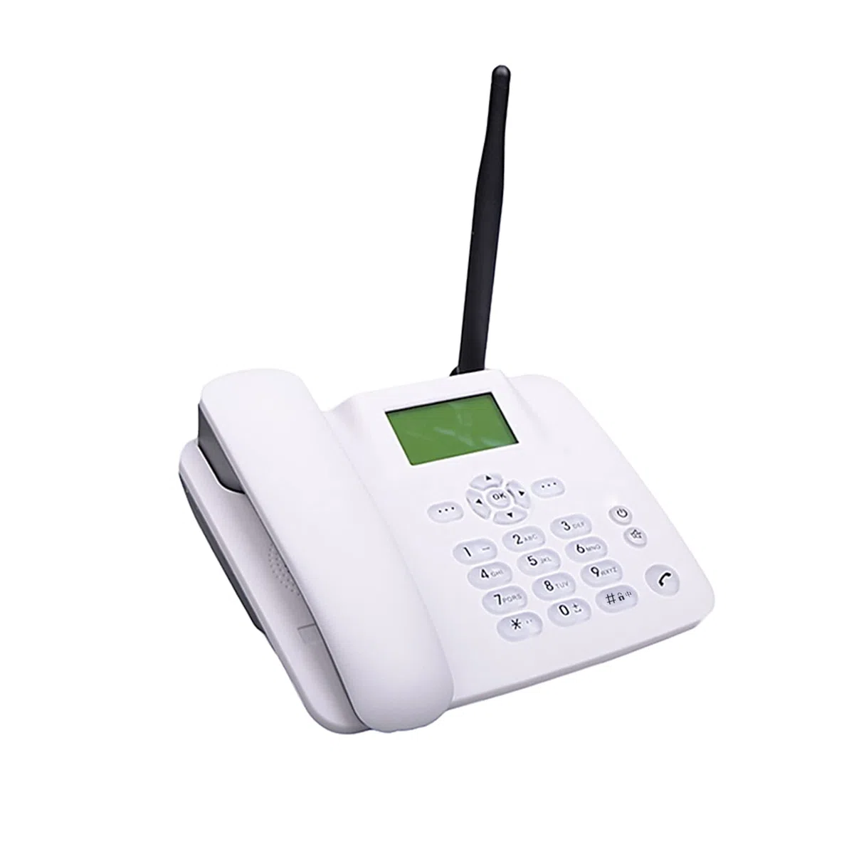 Téléphone Fixe sans Fil 4G Support de Bureau GSM 850/900/1800/1900MHz Carte SIM Antenne Radio-Réveil Fonction SMS pour Maison Centre d'appels