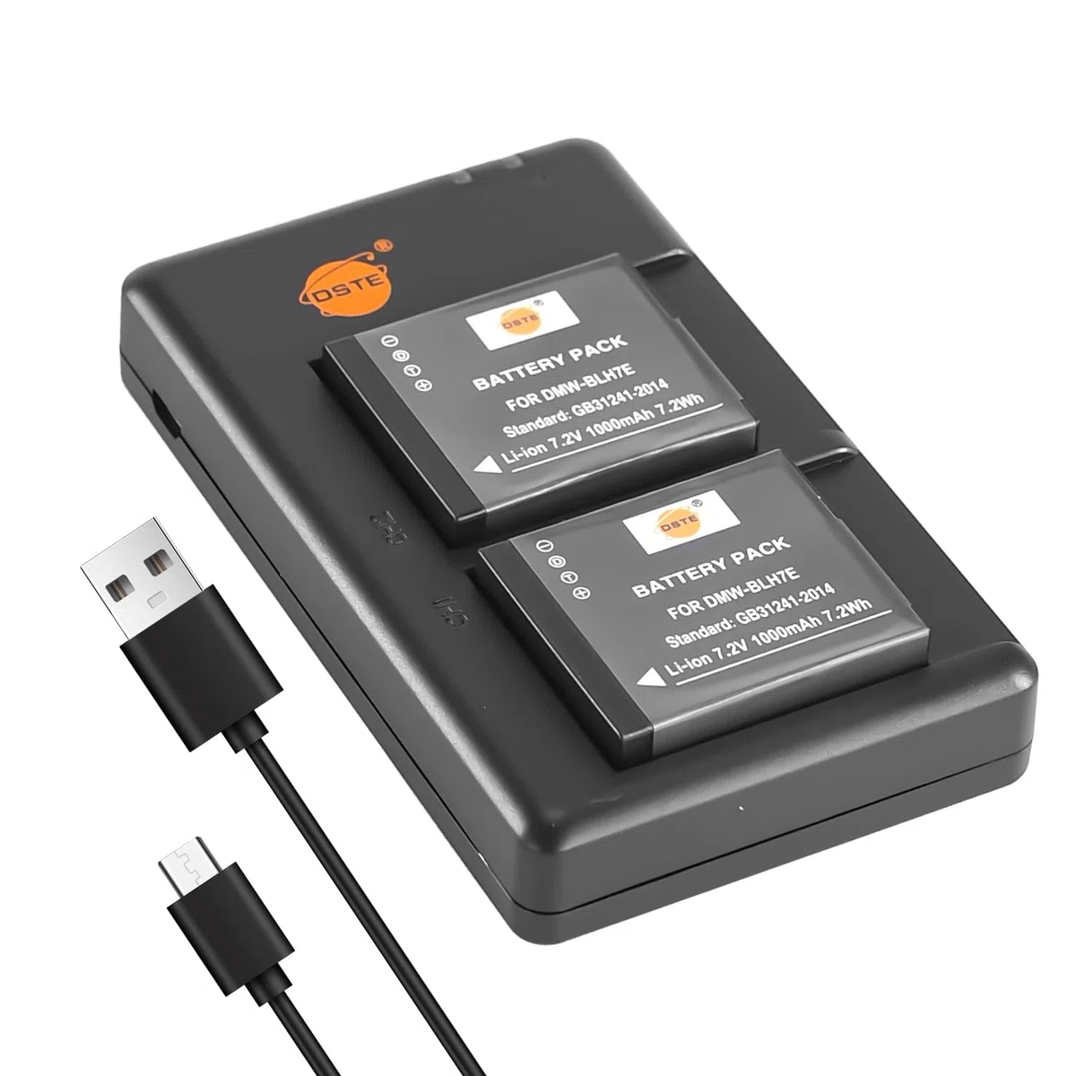 DSTE 2PCS DMW-BLH7E Batterie & Chargeur Compatible pour Panasonic Lumix DSC-GM1 DMC-GF7K DMC-GM1K