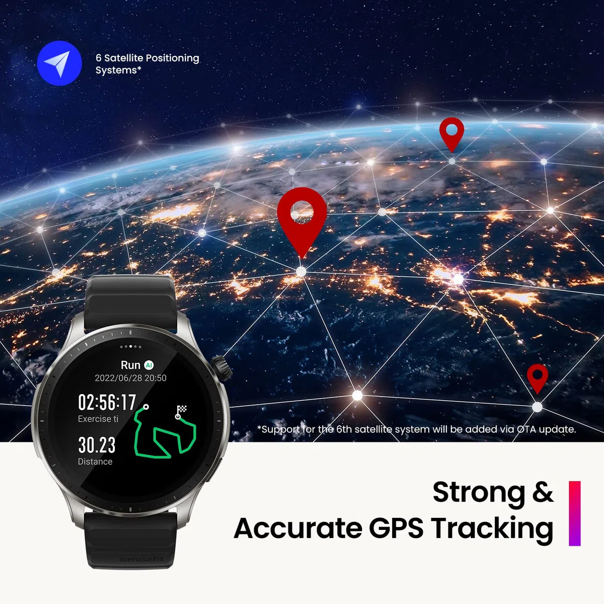 Amazfit GTR 4, 46 mm, Montre Connectée Homme Alexa, AMOLED, SpO2, 150+ Modes Sportifs, GPS & Bi-Bande, Appel Bluetooth, Autonomie de 14 Jours, Smartwatch Version Française, Noir