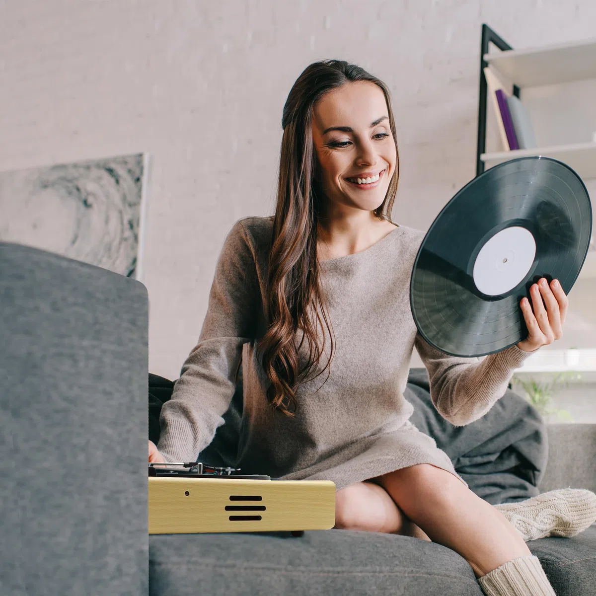 Metronic Platine Vinyle Bluetooth Vintage, Tourne Disque à 3 Vitesses 33, 45 et 78 Tours, Haut-Parleurs Intégrés, Finition Bois - 477360