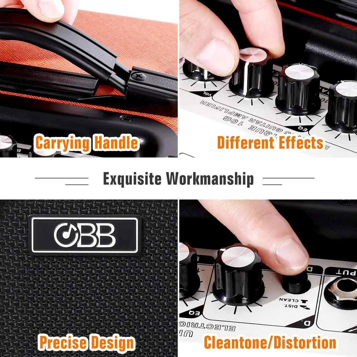 Coolmusic 10G Mini amplificateur de Guitare 10W amplificateur de Guitare électrique Portable Haut-Parleur combiné, intégré Bluetooth(inclure Un Adaptateur UE)