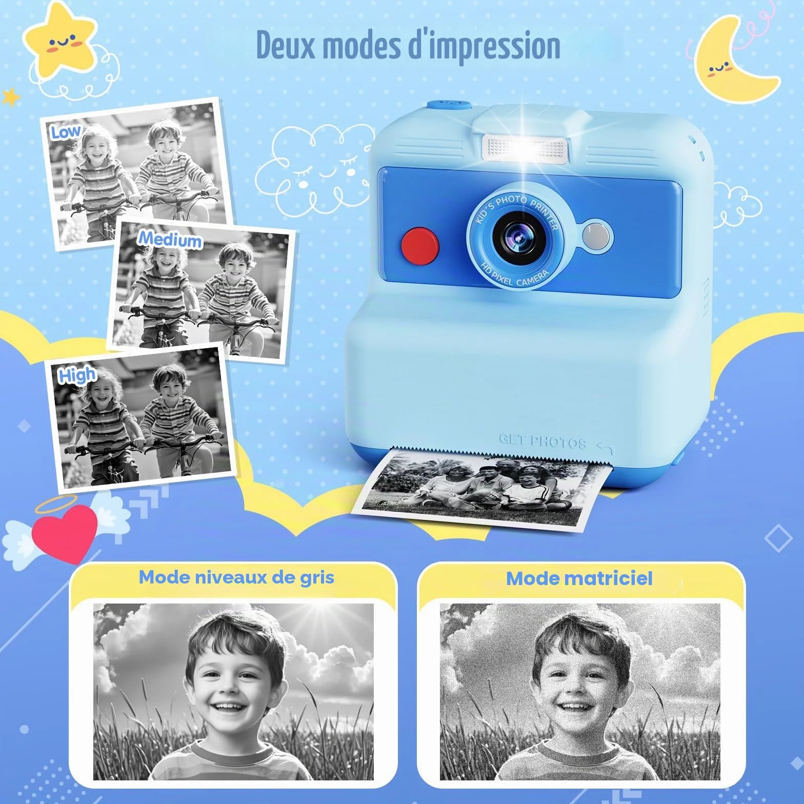 CAMCLID Appareil Photo Instantané Enfants 48MP 2,5K UHD avec Carte 32GB