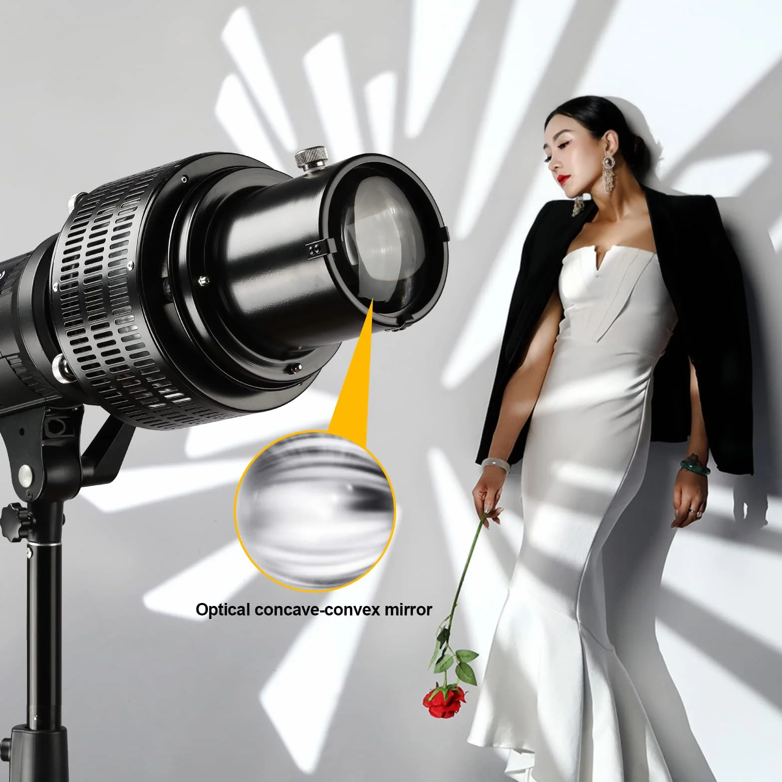 Soonpho Snoot Optique Conique avec Support Bowens pour Photographie, Alliage d'aluminium GOBO Projecteur Bowens avec 5 filtres de Couleur 10 Gobos pour Monolight LED Lumière Spotlight Flash de Studio