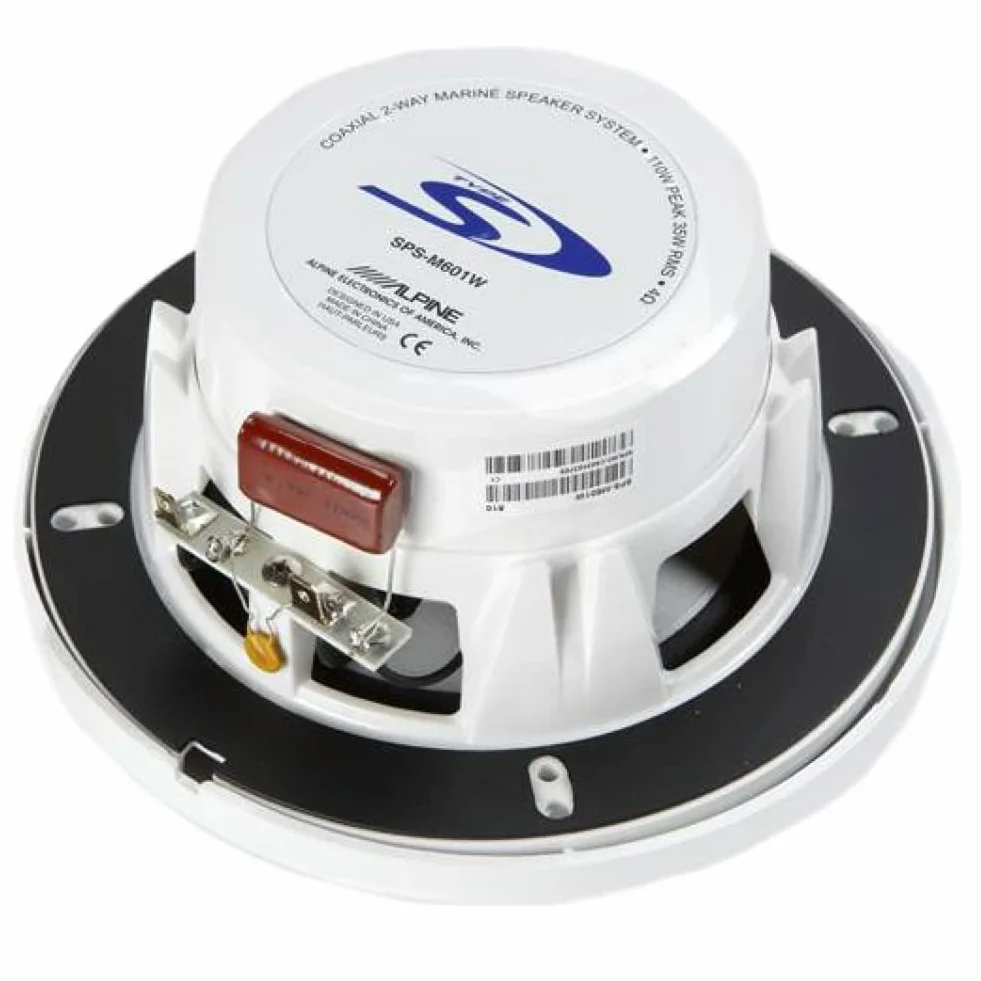 2 Enceintes Compatible avec Alpine SPS-M601W 16,5 cm 165 mm 6,5" Enceintes coaxiales 2 Voies Marines Blanches étanches 35 Watts rms 110 Watts Max 4 ohm Piscine Bateau mer, la Paire
