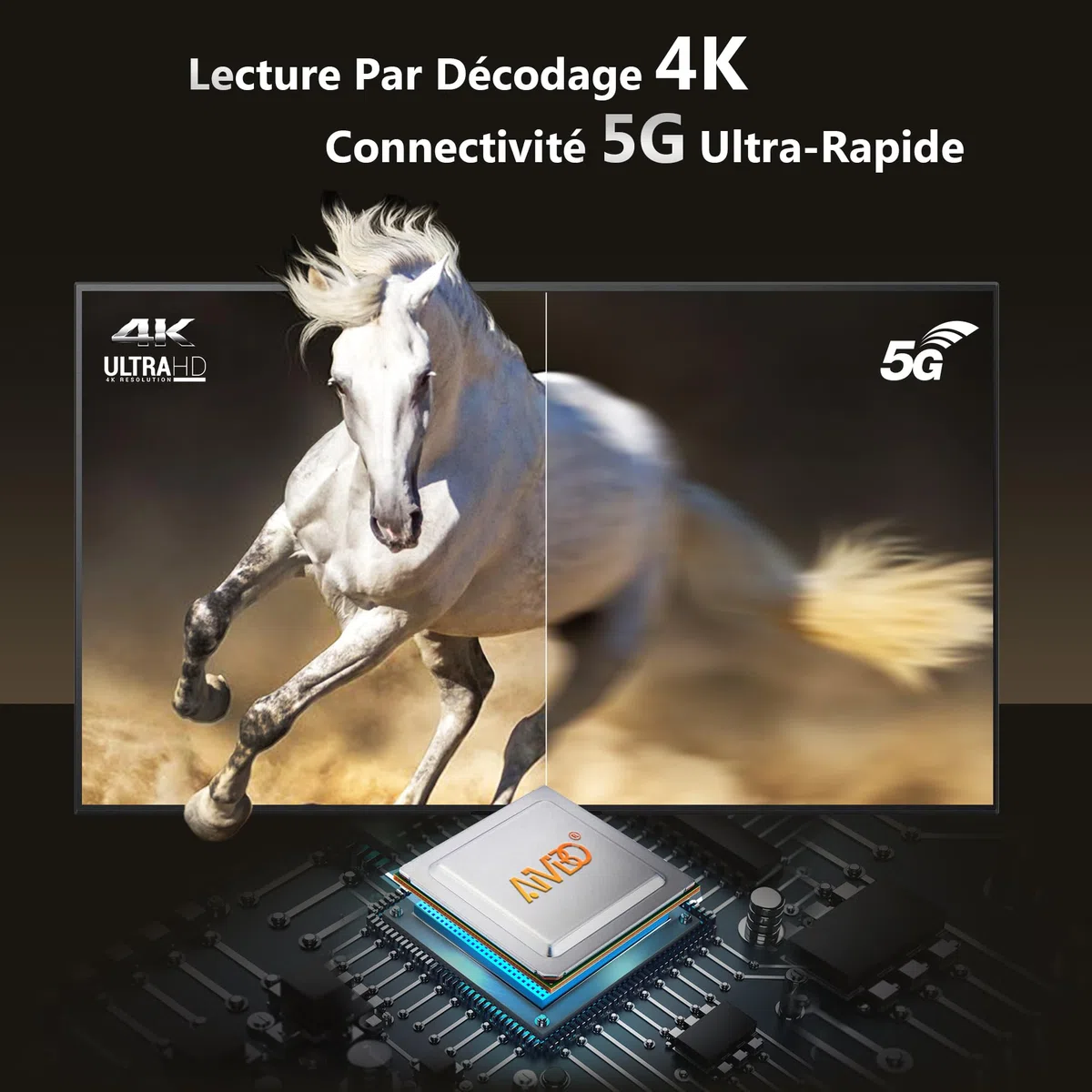 HDMI sans Fil, 4K/5G Rallonge Émetteur et Récepteur Ultra HD 164FT/50M, Prise en Charge Multilingue, Lecteur de Streaming Audio Vidéo, pour Laptop/PC/Camera vers HDTV/Projector/Monitor