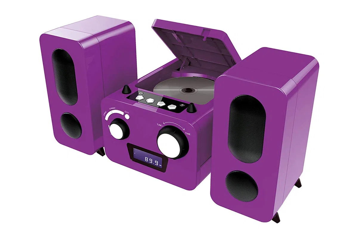 Microchaîne Violette Lecteur CD - Radio PLL FM Stéréo - 2 Hauts parleurs