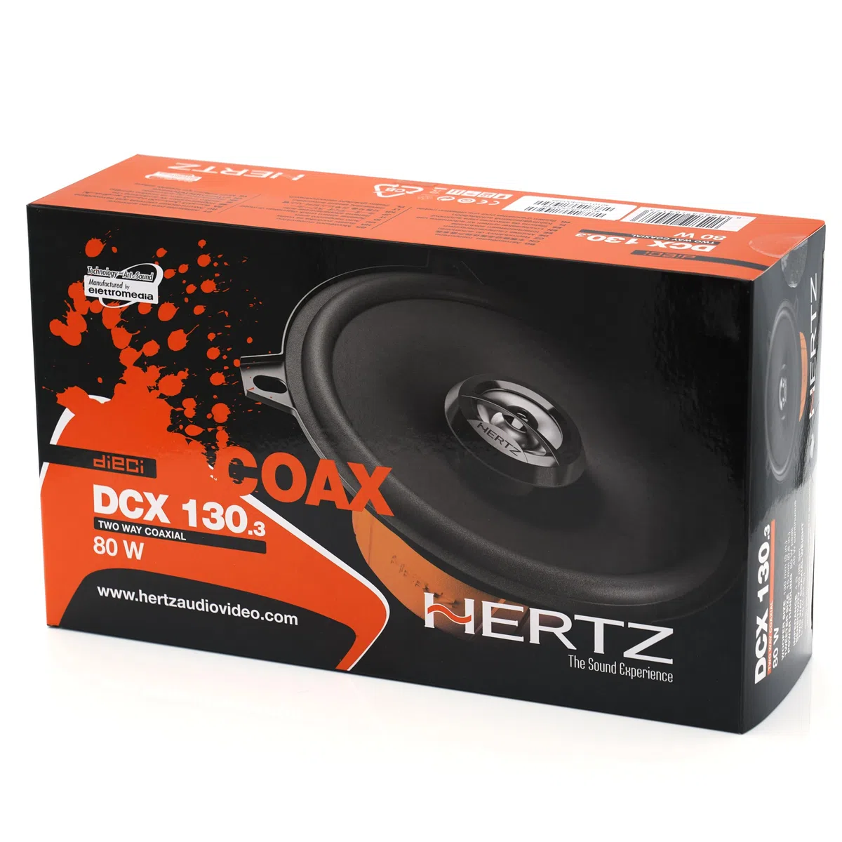 Hertz DCX 130.3 Paire de Haut-parleurs coaxiaux 2 Voies 130 mm, 80 W | papier pressé hydrofuge, tweeter PEI 15 mm, 5 pouces, 40 W RMS, 4 Ohm, 93 dB, 65-21000 Hz, aimant ferrite