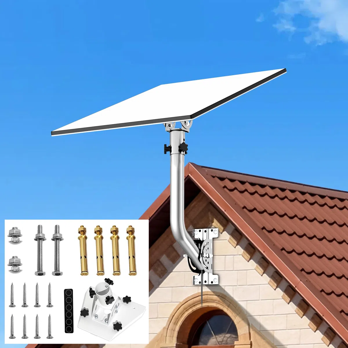 Support mural standard pour Starlink de troisième génération, réglable à 360 degrés, kit d'installation pour Internet par satellite Starlink, compatible avec l'antenne standard Gen3 (V3) de Starlink