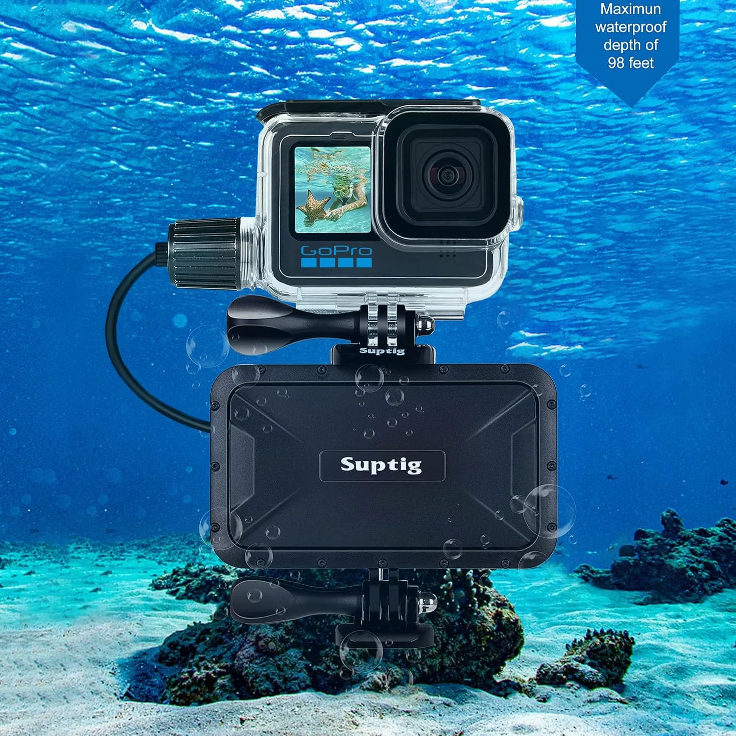 Suptig Chargeur Portable, Batterie Externe étanche 7800 mAh, Compatible avec GoPro Hero 13 Hero 12 Hero 11 Hero 10 Hero 9 Hero 8 Hero 7 Hero 6 Hero 5 Hero 4 Hero Session DJI Osmo AKASO Appareil Photo