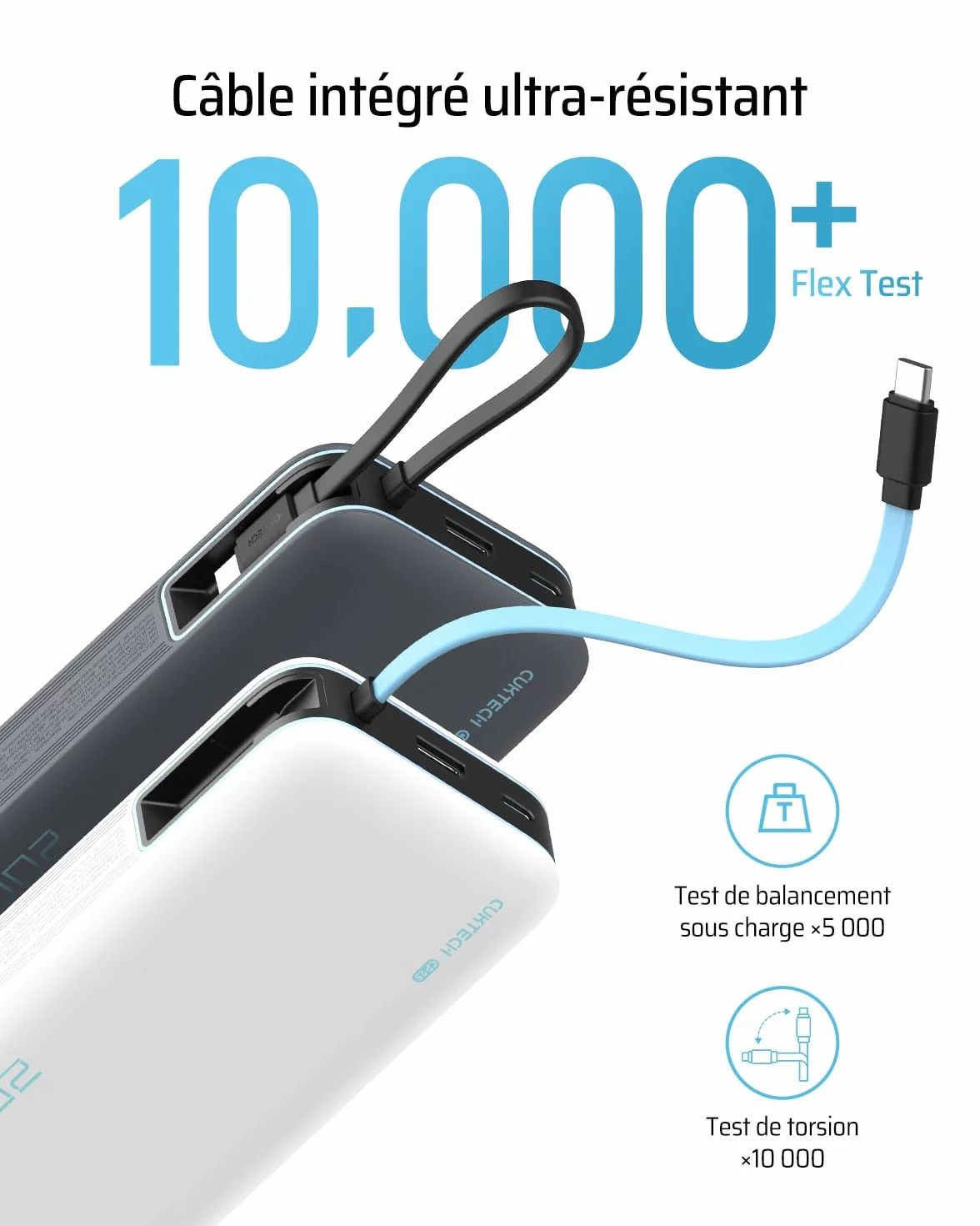 CUKTECH 45W Power Bank 20000mAh Batterie Externe Charge Rapide USB C pour iPhone Samsung Xiaomi
