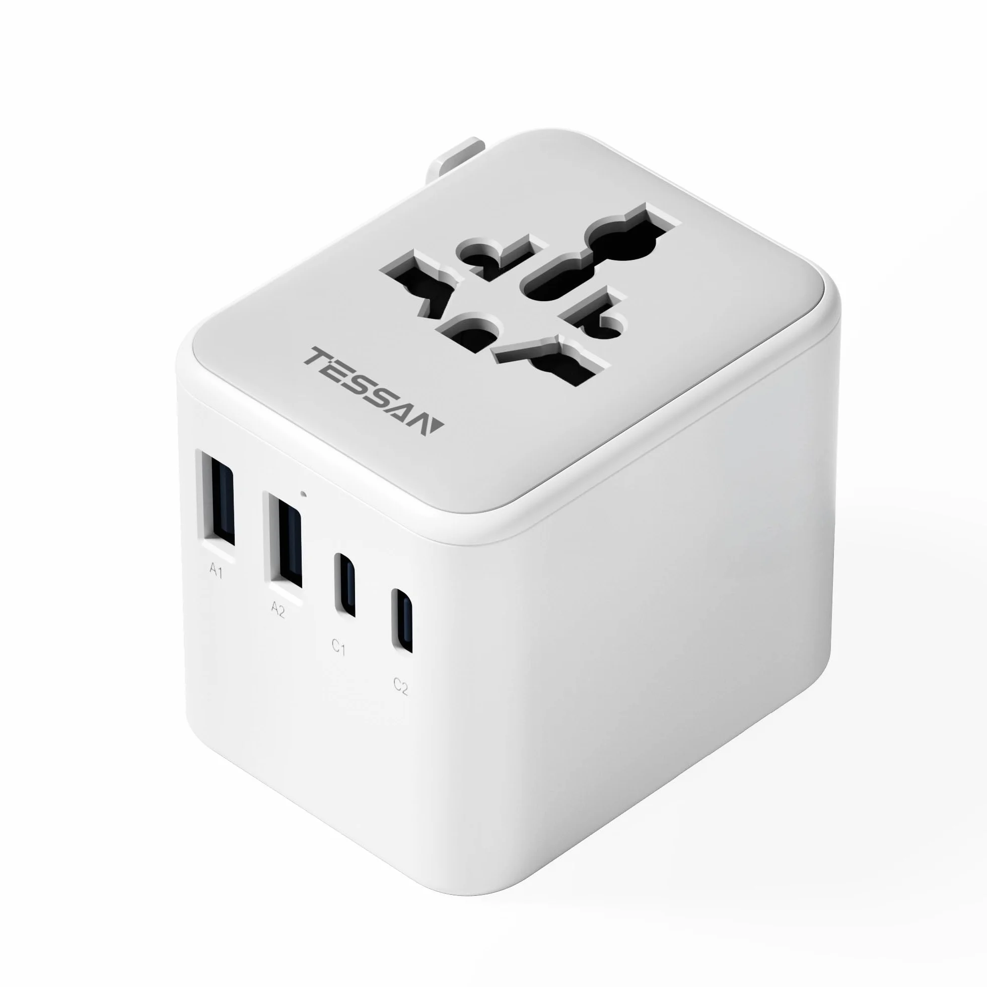 TESSAN Adaptateur Prise Universelle, Chargeur Universel 2 USB C 2 USB A Voyage France vers UK USA Canada Australie