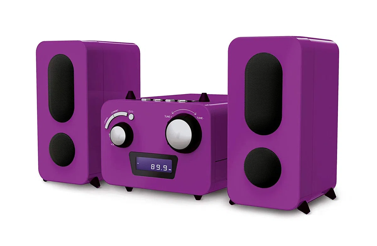 Microchaîne Violette Lecteur CD - Radio PLL FM Stéréo - 2 Hauts parleurs