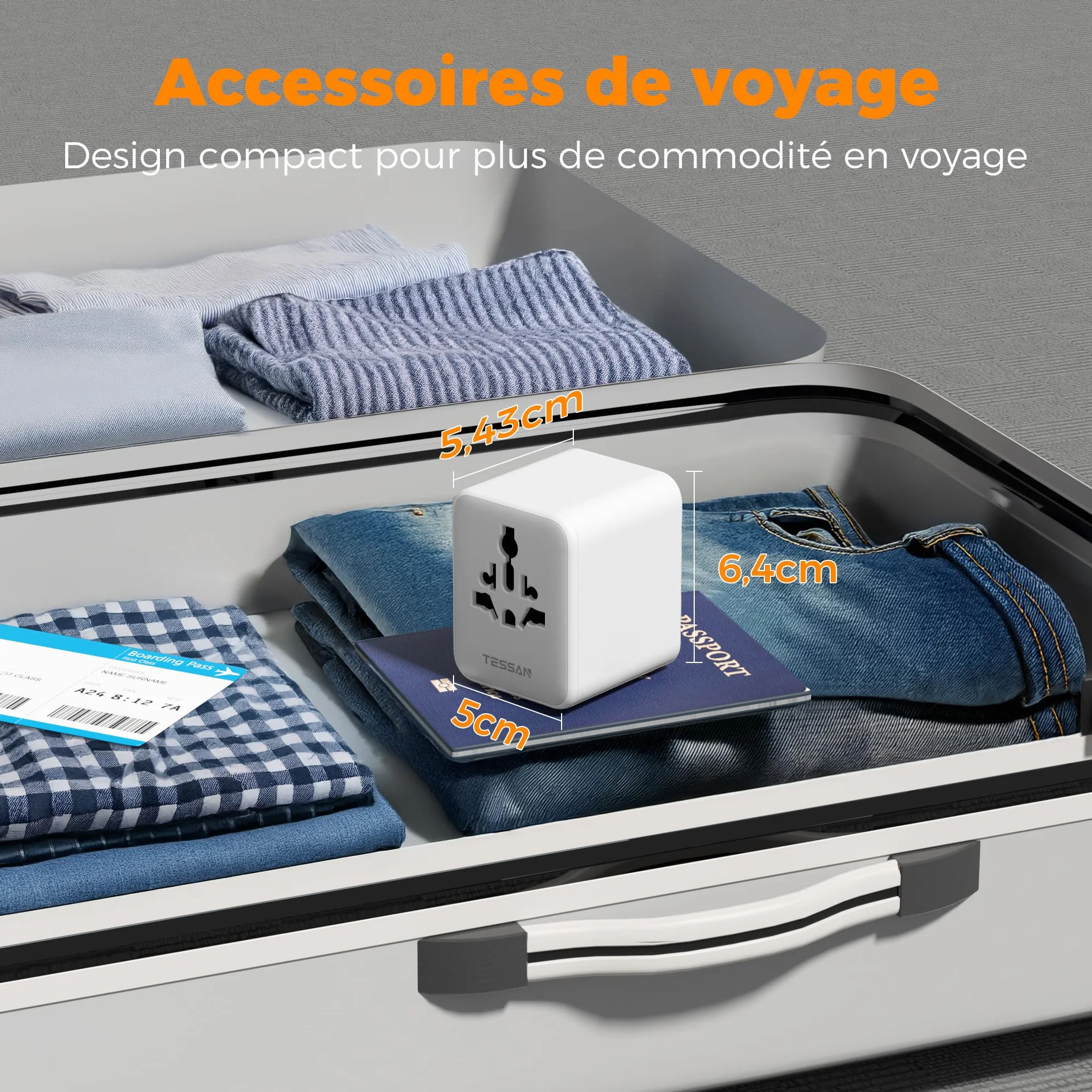 TESSAN Adaptateur Prise Universelle, Chargeur Universel 2 USB C 2 USB A Voyage France vers UK USA Canada Australie