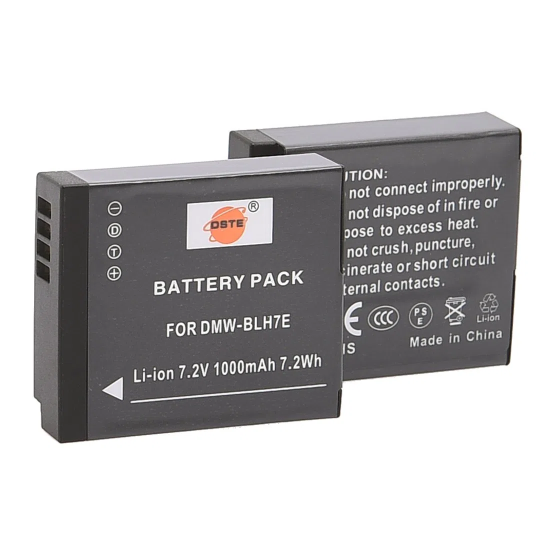 DSTE 2PCS DMW-BLH7E Batterie & Chargeur Compatible pour Panasonic Lumix DSC-GM1 DMC-GF7K DMC-GM1K