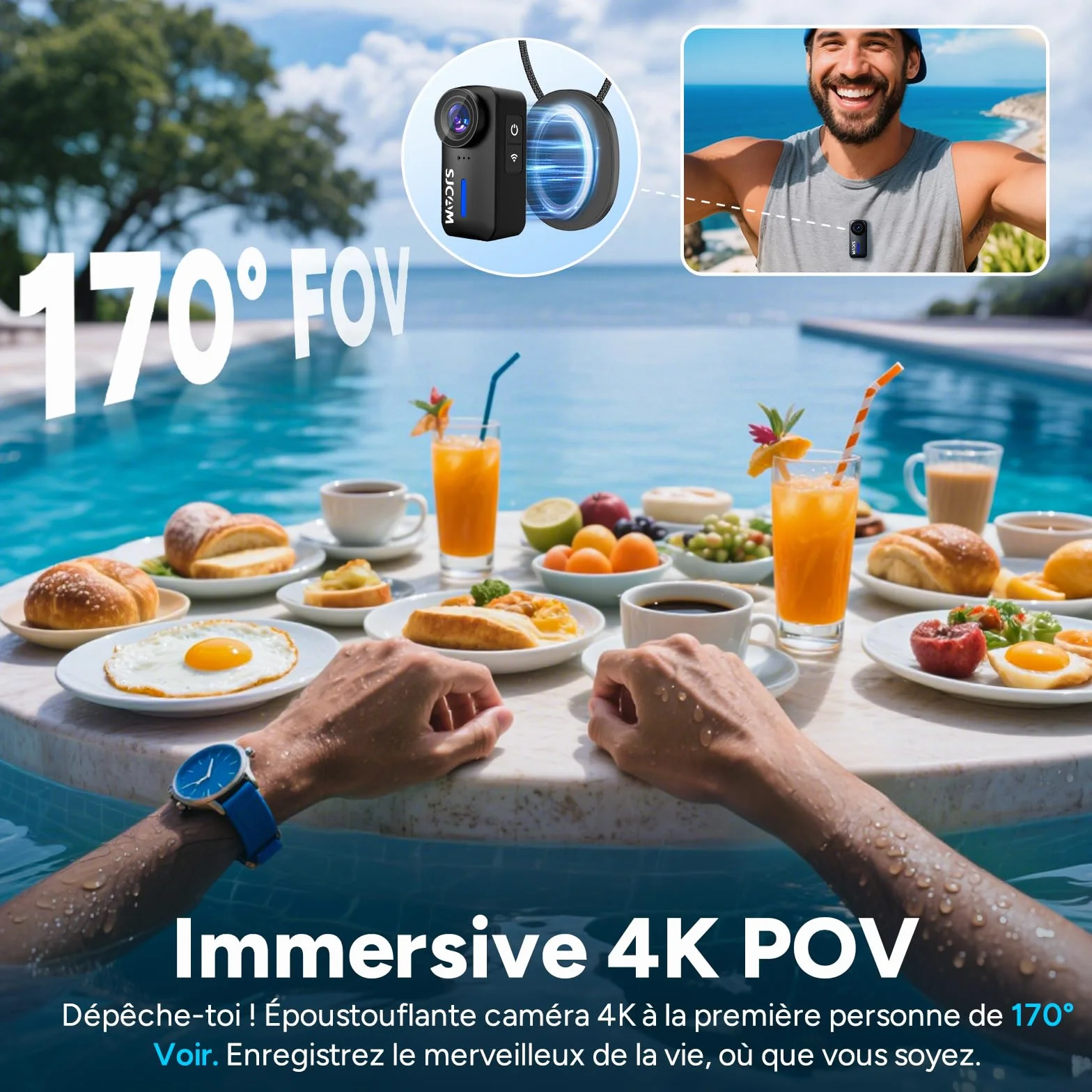 SJCAM C110 Plus Kit Magnétique,4K 20MP POV Mini Caméra Corporelle,64 Go caméra de vlog Portable,Stabilisation 6 Axes, 130 Min d'autonomie,étanche à 30 m, Zoom 8X, pour Le Cyclisme et Le Vlogging,Noir