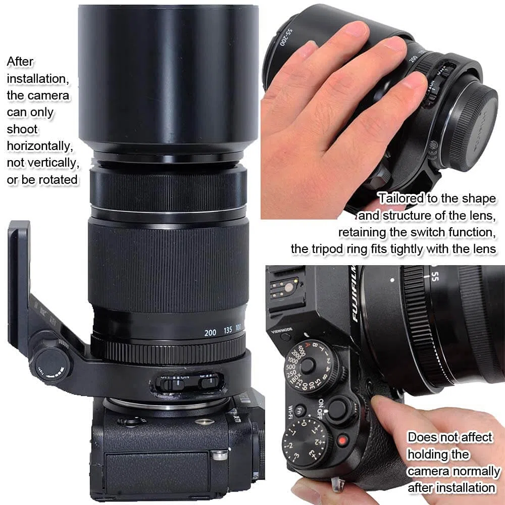 iShoot Anneau de Montage pour Trépied Bague Collier d'Objectif Compatible avec Fuji XF 70-300 f/4-5.6 R LM OIS WR Fujifilm XF 55-200mm f/3.5-4.8 R LM OIS, Support Plaque de dégagement Rapide Arca Fit