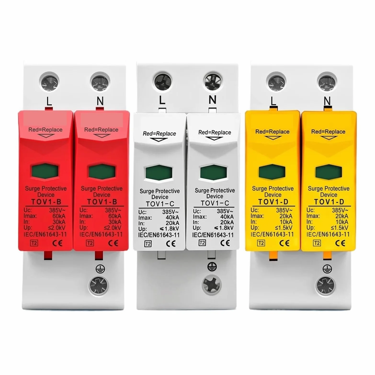 Dispositif de protection contre les surtensions domestique AC SPD 1P + N 30KA ~ 60KA B ~ 385VAC, dispositif de protection contre les surtensions basse tension