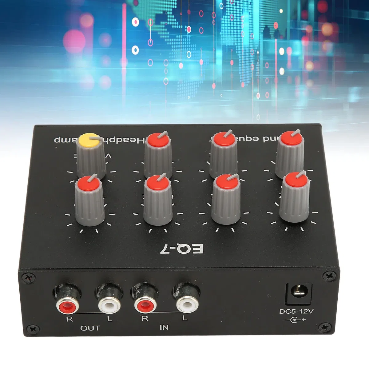 Egaliseur Audio pour Voiture à 7 Bandes, égaliseur numérique à Deux canaux 12dB, égaliseur pour amplificateur de Voiture avec Sortie/entrée, entrée auxiliaire 3,5 mm