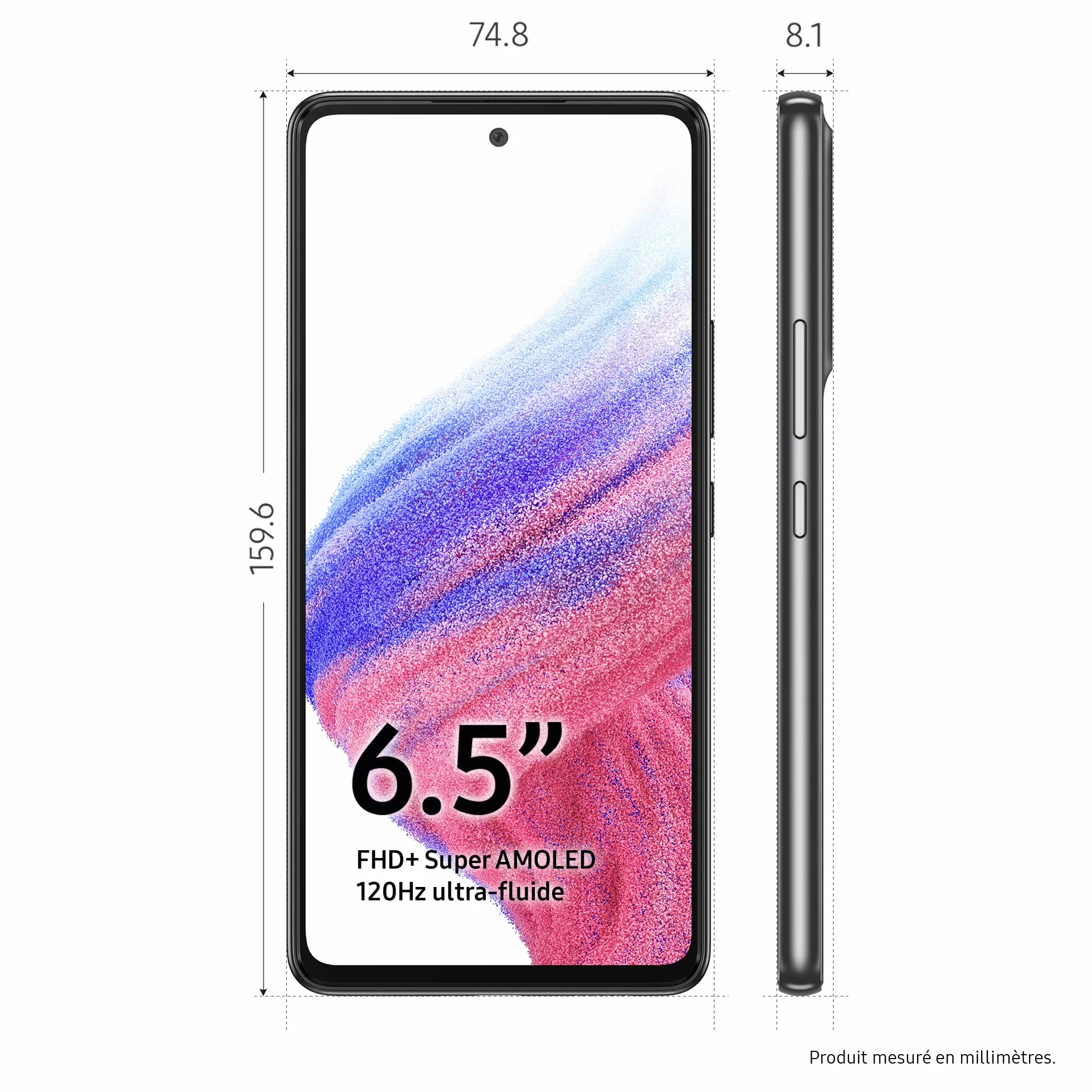Samsung Galaxy A53 5G, Téléphone mobile 128 GO Noir, Smartphone Android carte SIM non incluse, Version FR