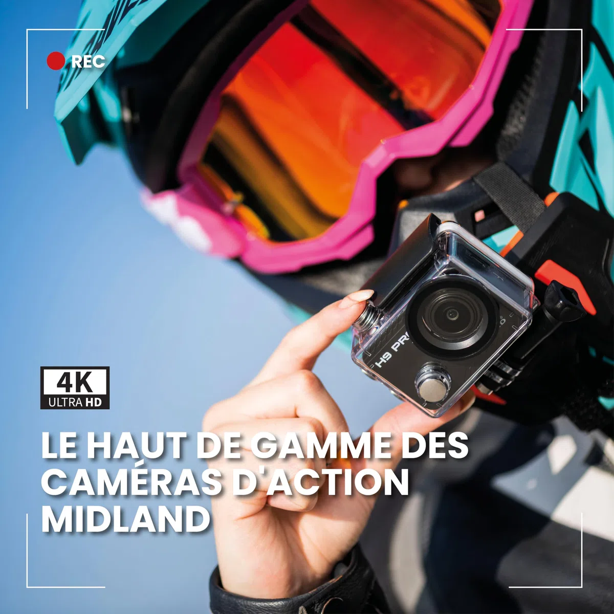 Midland - Camera Sport 4K H9 Pro WIFI Remote Control, Camescope Caméra Video Plongée Sportive, Appareil Photo Sous Marin 30m Autonomie 2H 30fps Photo 20MP, Touchscreen IPS 7 Modes, Contrôle Smartphone