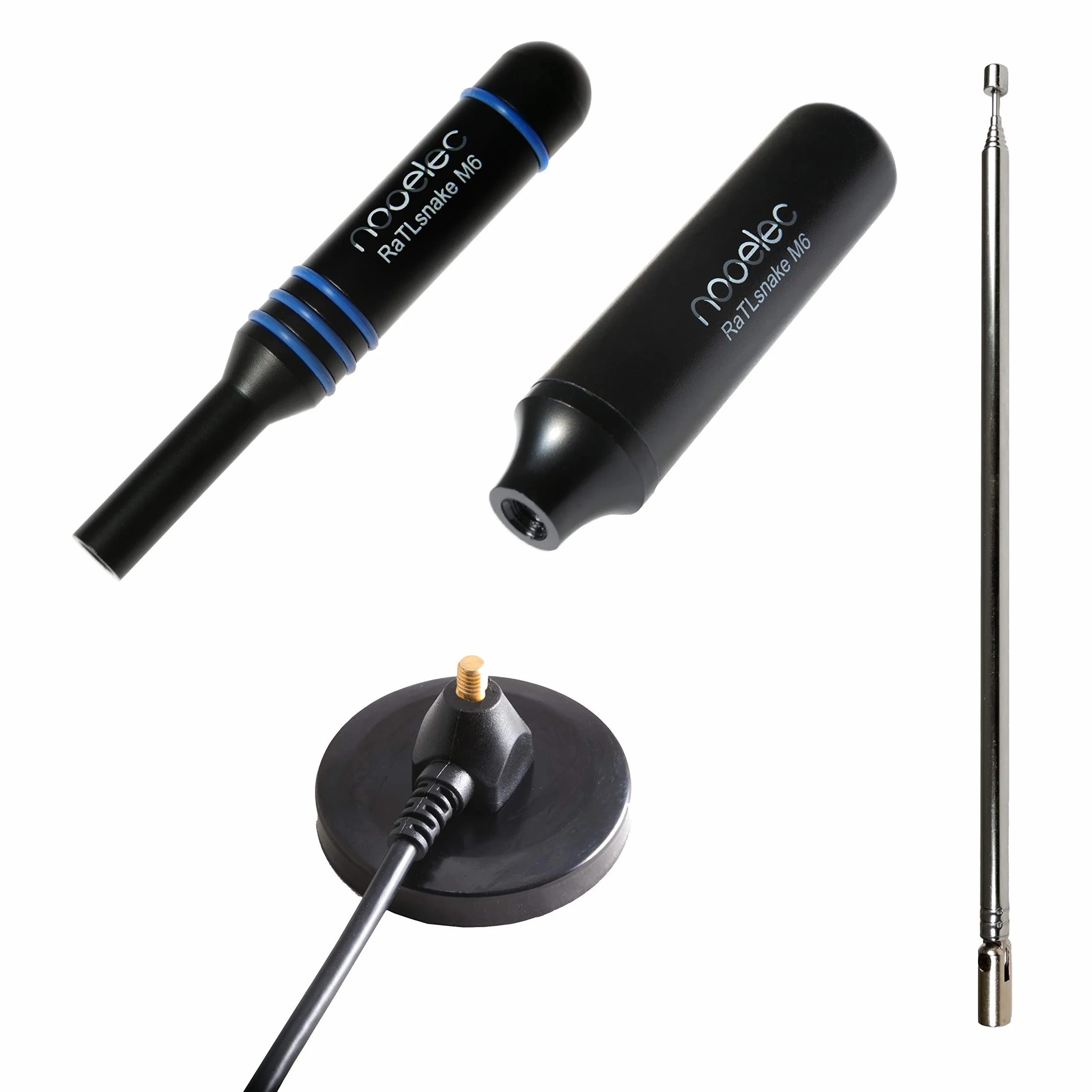 RaTLSnake M6 v2 - Ensemble Premium à 3 Antennes pour NESDR, RTL-SDR, HackRF et Autres Radios Définies par Logiciel. Ensemble d'Antenne à Fouet Magnétique pour Radios avec Connecteurs SMA de 50 ohms