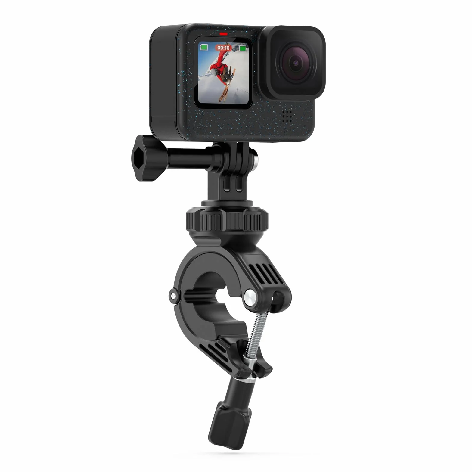 Support de Pince Tube Fixation pour GoPro Hero 13 12 11 10 9 8 7 6 5 Session DJI Caméras d'action - Pivote à 360