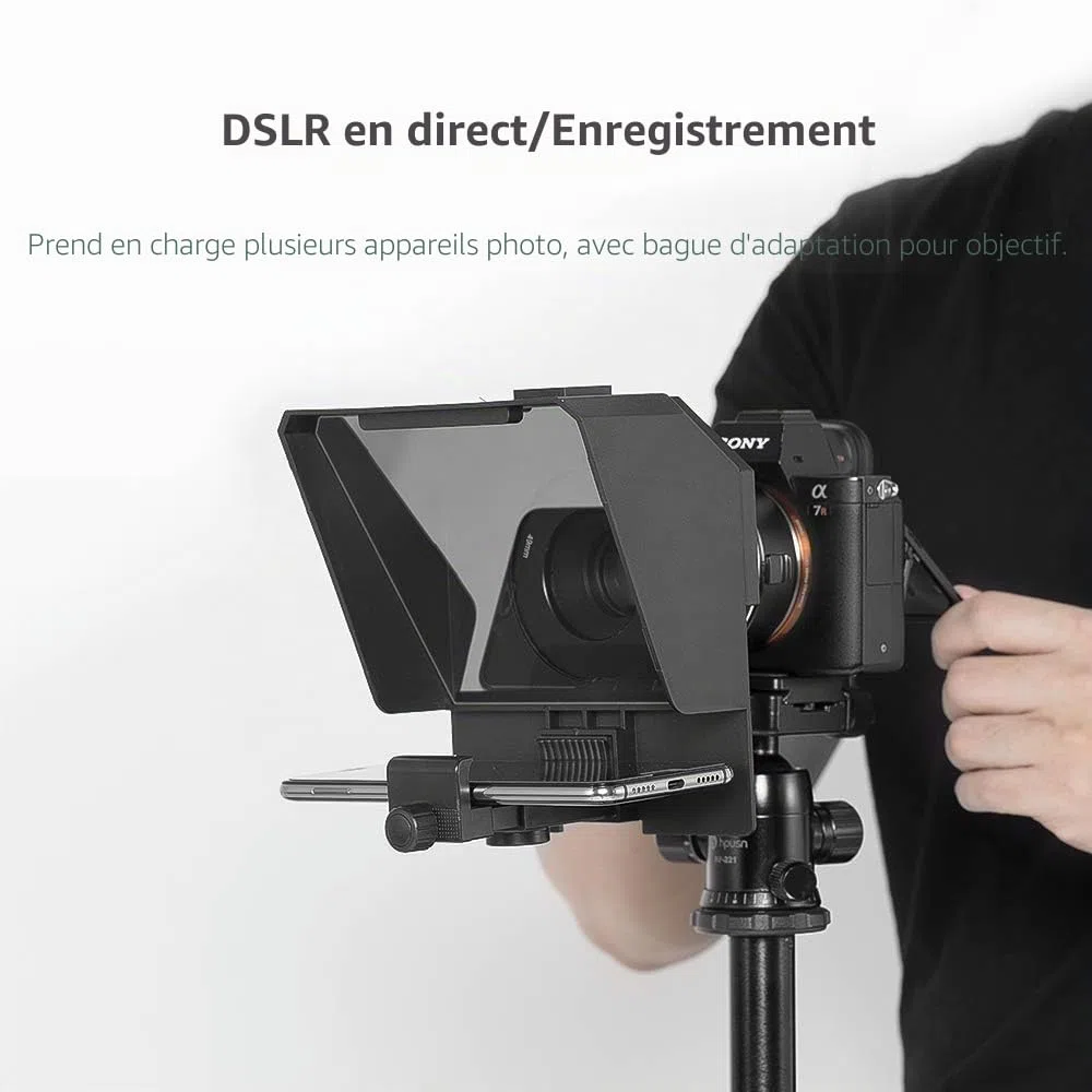 Téléprompteur portable avec télécommande pour téléphone et reflex numérique