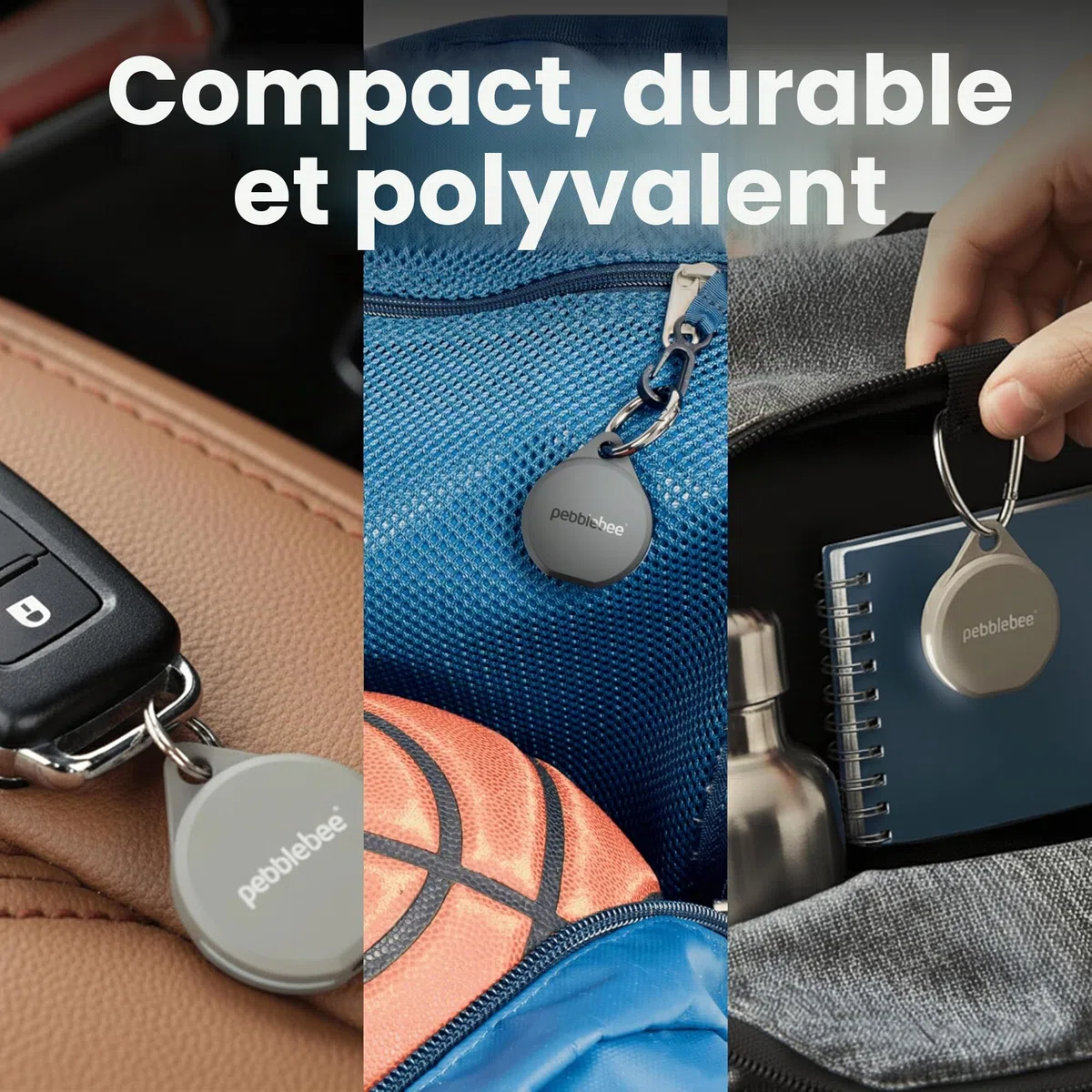 Pebblebee Clip 5 | Étiquette de suivi Bluetooth rechargeable pour clés et sacs | Alternative aux traqueurs Air Tag et Android | Sirène 130 dB, LED stroboscopique lumineux, batterie de 12 mois, mode de