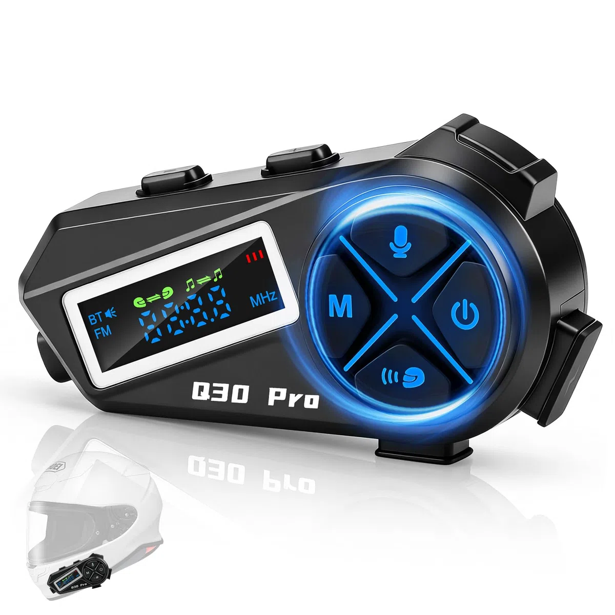 Casque Audio Bluetooth, Intercom pour Casque Moto Bluetooth 5.4 avec Stéréo Hi-FI & Radio FM, IP65 Étanche, Communication 500m, Autonomie 18h - Compatible Tous Les Casques (Moto, Ski)