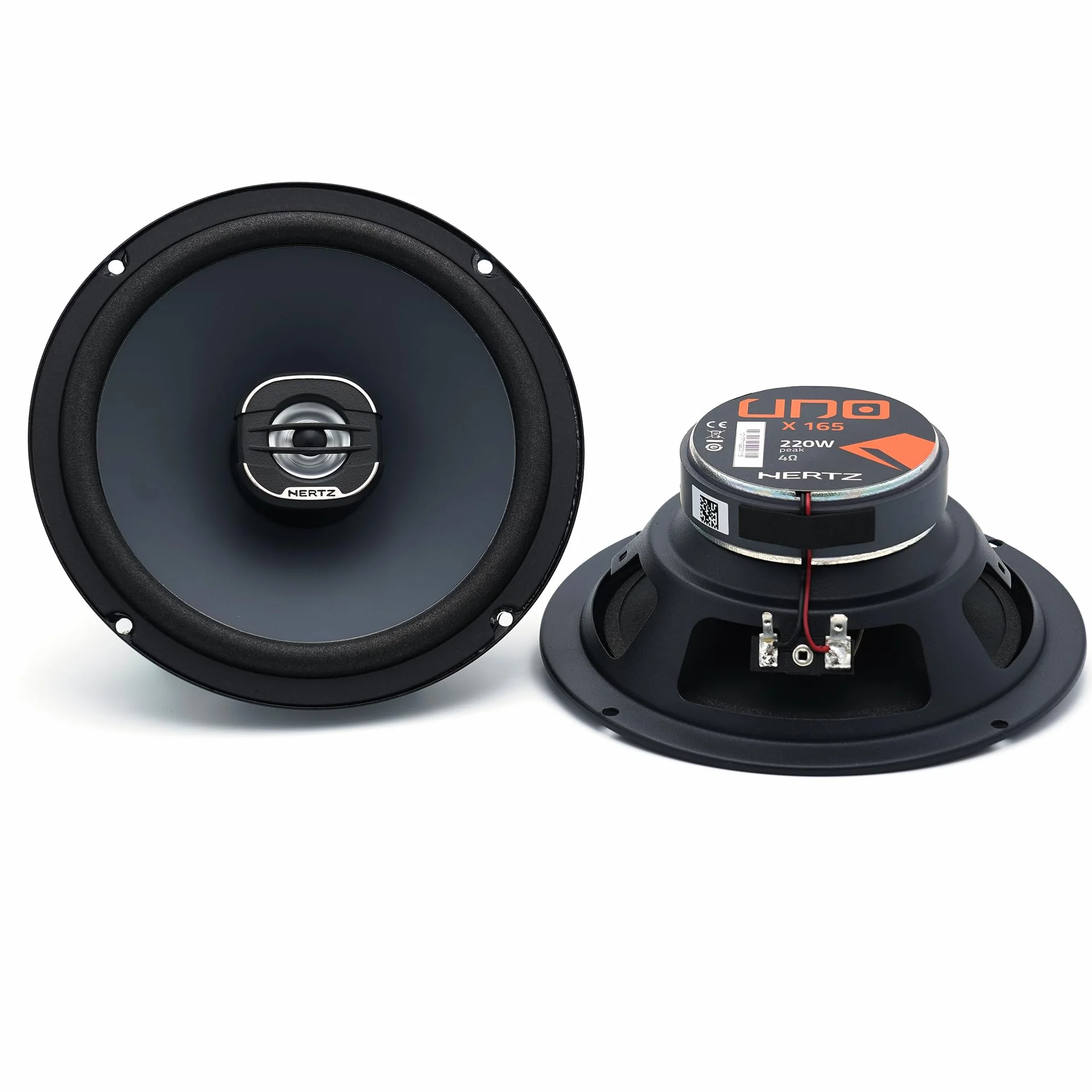 Hertz X 165 Paire de Haut-parleurs coaxiaux 2 Voies 165 mm, 220 W | tweeter PEI 24 mm, 6,5 pouces, 4 Ohm, 60-21000 Hz, aimant ferrite, profondeur 63 mm